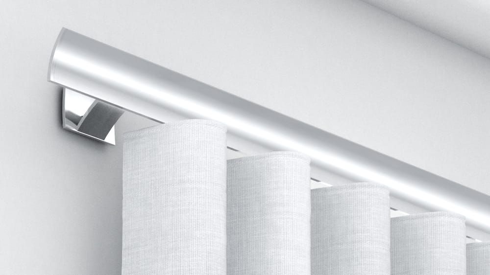 Interstil W1 Design Vorhangschiene für Wellenvorhänge – in Chrom