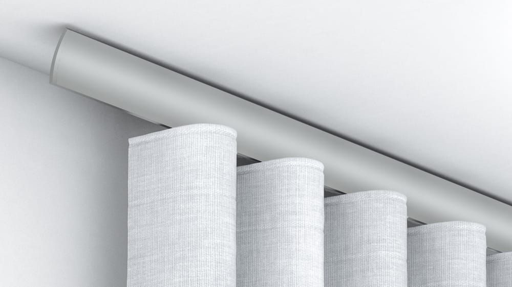 Gewölbte Vorhangschiene zur Deckenmontage Interstil W1 – in Aluminium