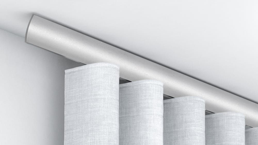 Gewölbte Vorhangschiene zur Deckenmontage Interstil W1 – in Edelstahl