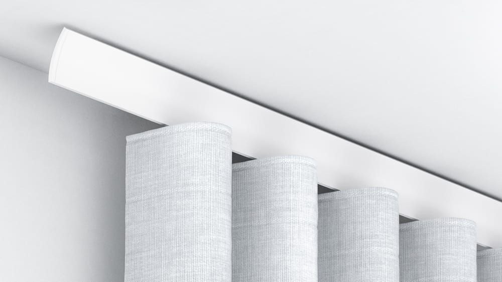 Gewölbte Vorhangschiene zur Deckenmontage Interstil W1 – in Weiß