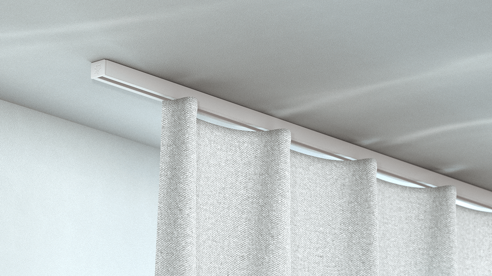 Eckige Gardinenschiene SG6465 zur Deckenmontage – in Weiß