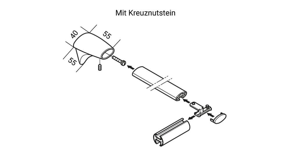 Runde, 1-läufige Innenlaufstange Modell Alugard 440