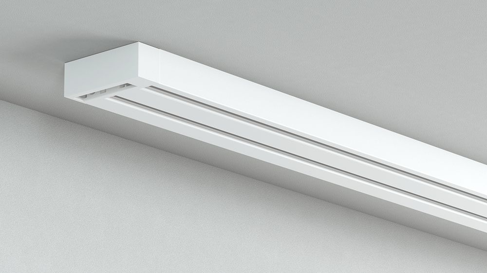 Alugard Flächenvorhangschiene mit Schleuderzug 2-läufig  – in Weiß