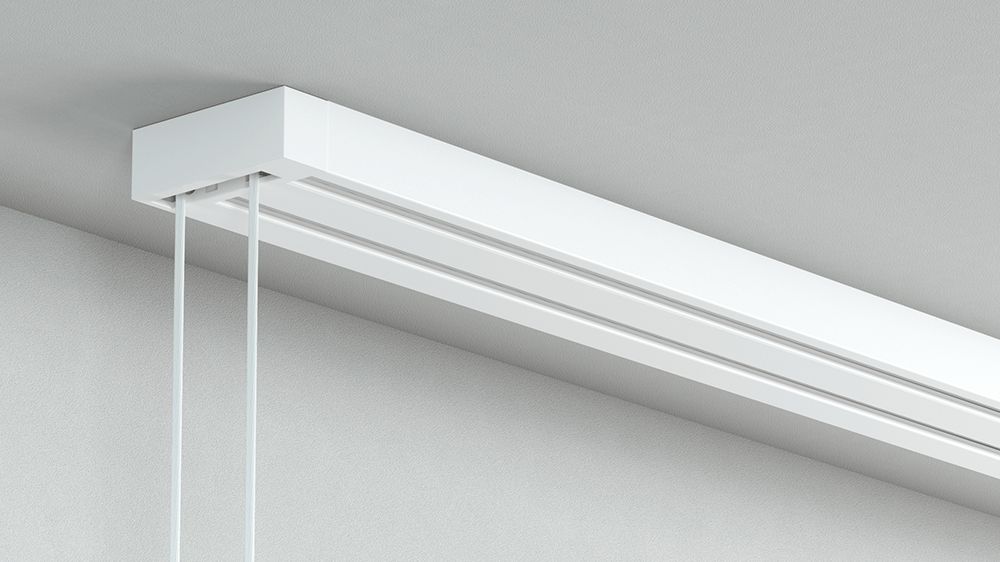 Alugard Flächenvorhangschiene mit Schnurzug 2-läufig – in Weiß