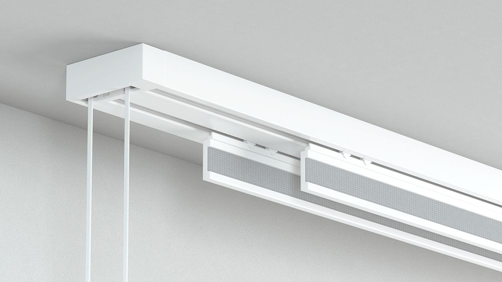 Alugard Flächenvorhangschiene mit Schnurzug 2-läufig – in Weiß