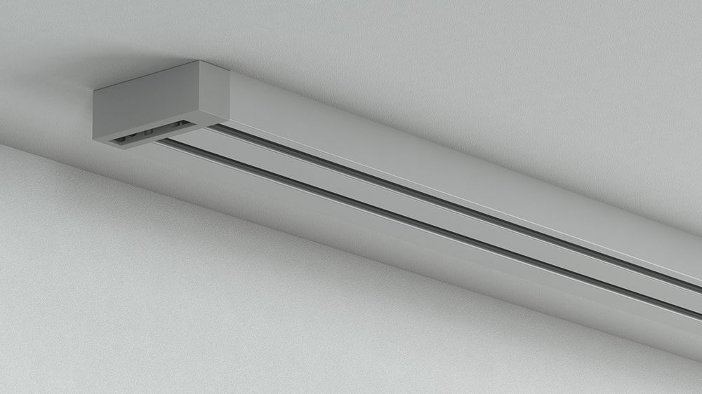 Alugard Flächenvorhangschiene mit Schleuderzug 2-läufig  – in Aluminium