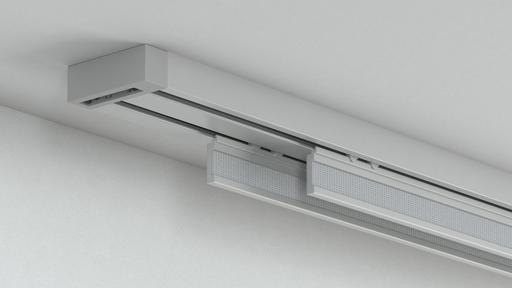 Alugard Flächenvorhangschiene mit Schleuderzug 2-läufig  – in Aluminium