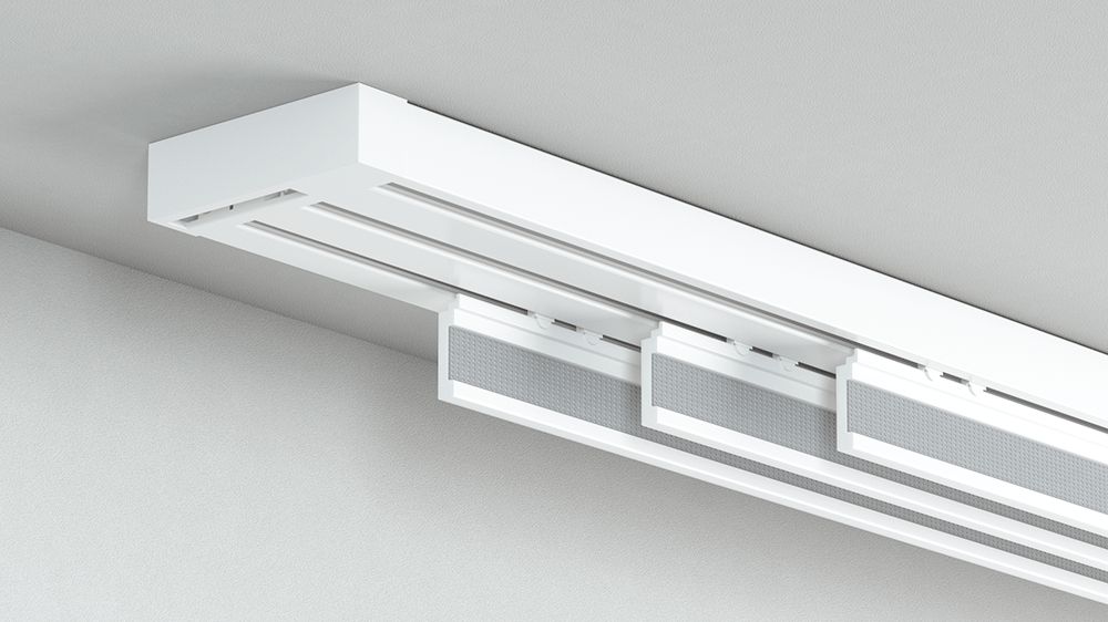 3-läufige Flächenvorhangschiene mit Schleuderzug - Modell 210 – in Weiß