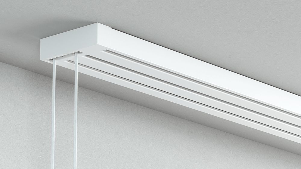 Alugard Flächenvorhangschiene mit Schnurzug 3-läufig – in Weiß