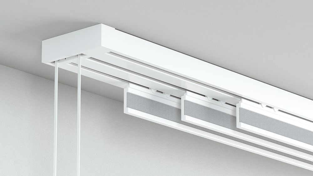 3-läufige Flächenvorhangschiene mit Schleuderzug - Modell 210 – in Weiß