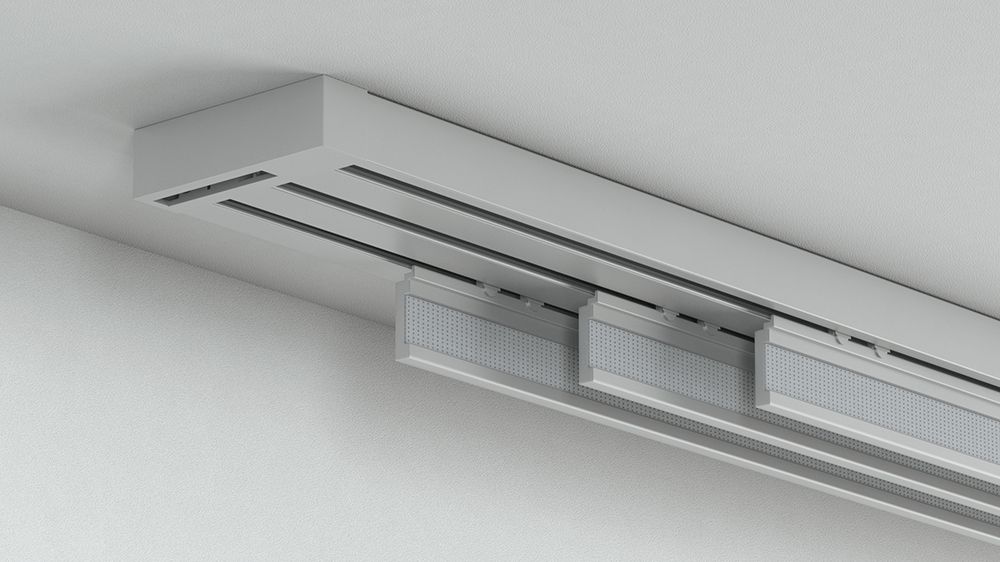 3-läufige Flächenvorhangschiene mit Schleuderzug - Modell 210 – in Aluminium