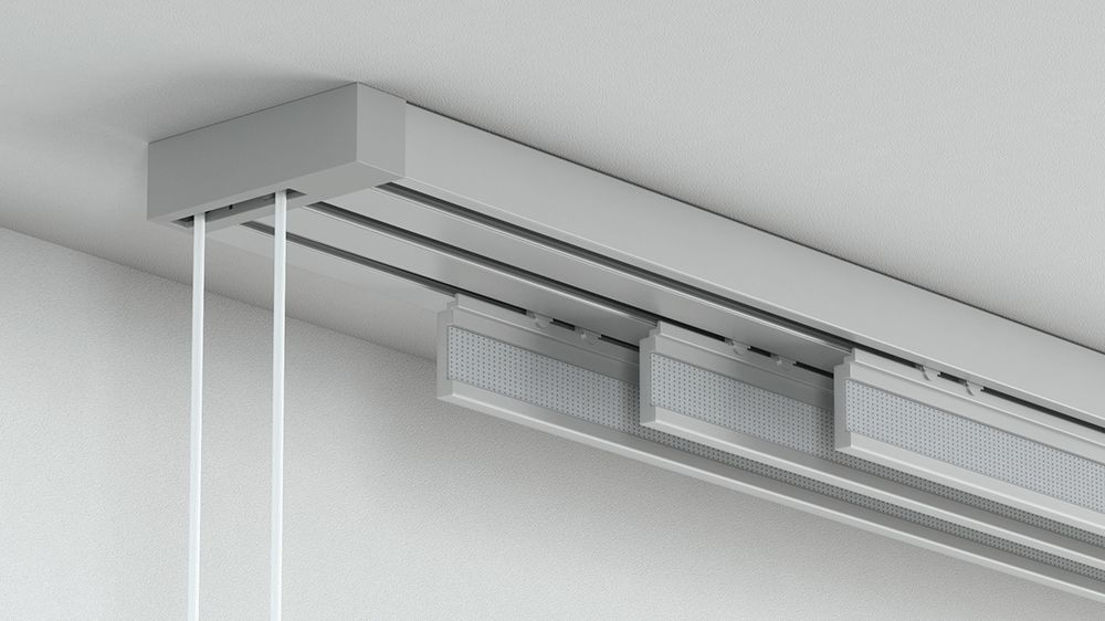 Alugard Flächenvorhangschiene mit Schnurzug 3-läufig – in Aluminium
