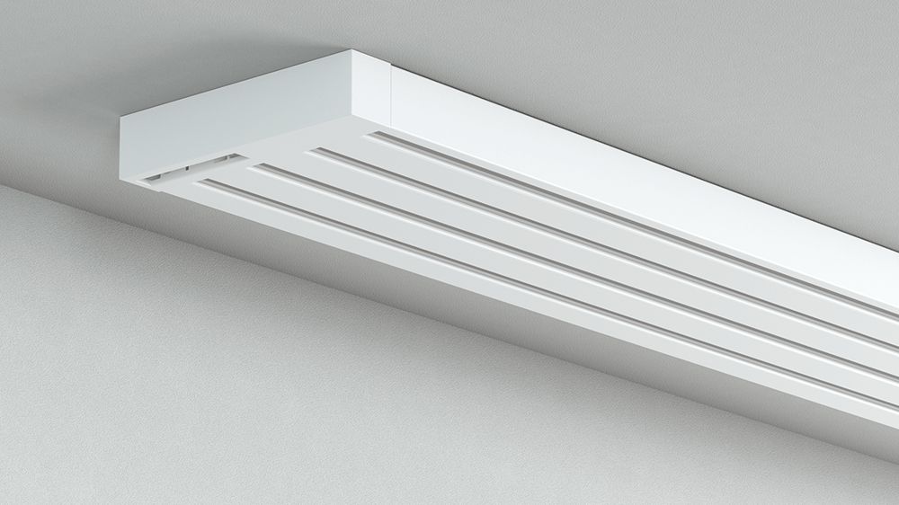 Flächenvorhangschiene mit Schleuderzug 4-läufig – in Weiß