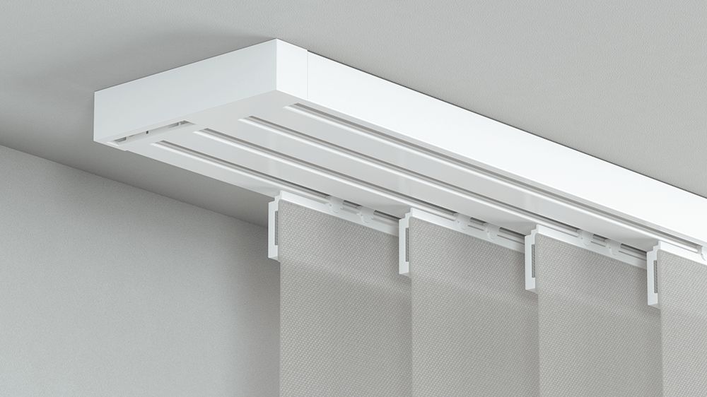 Flächenvorhangschiene mit Schleuderzug 4-läufig – in Weiß