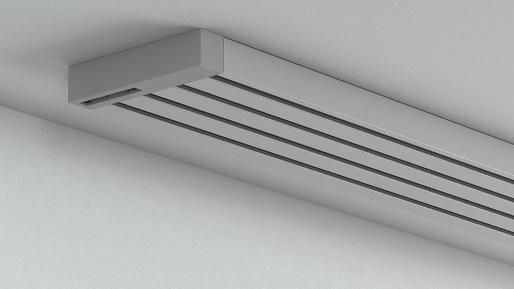 Flächenvorhangschiene mit Schleuderzug 4-läufig – in Aluminium