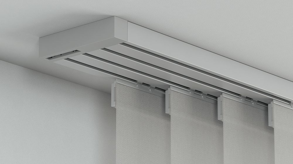 Flächenvorhangschiene mit Schleuderzug 4-läufig – in Aluminium
