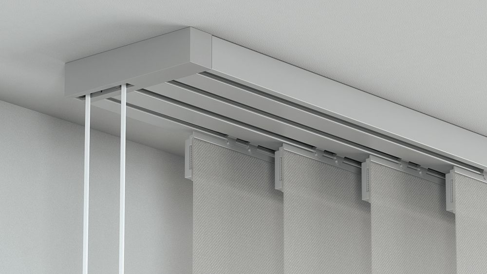 Flächenvorhangschiene mit Schnurzug 4-läufig nach Maß – in Aluminium