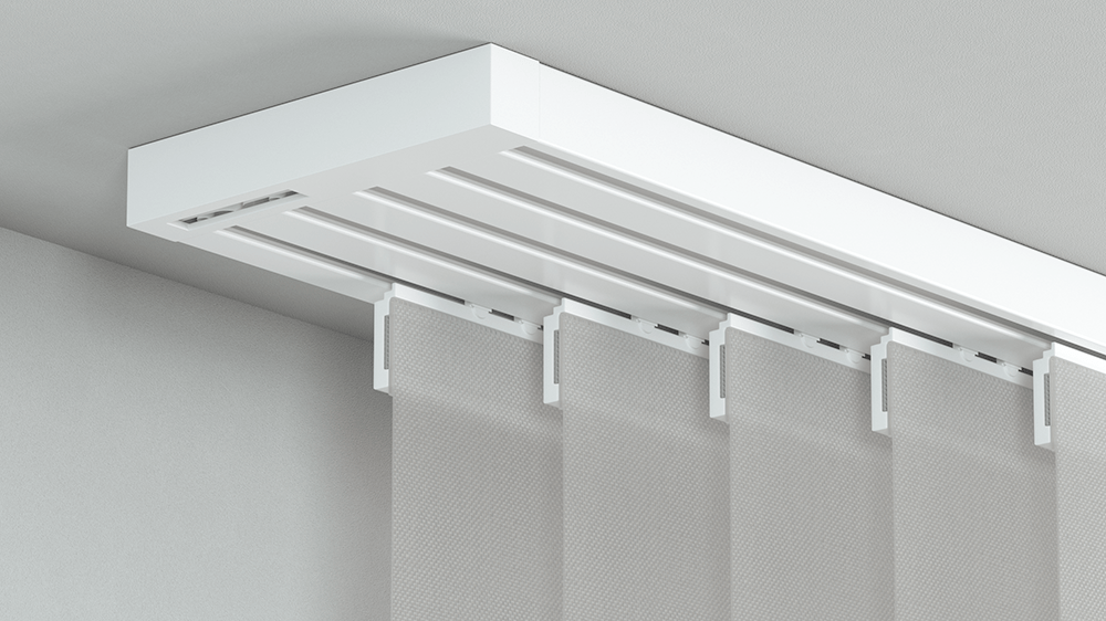 Flächenvorhangschiene mit Schleuderzug 5-läufig – in Weiß