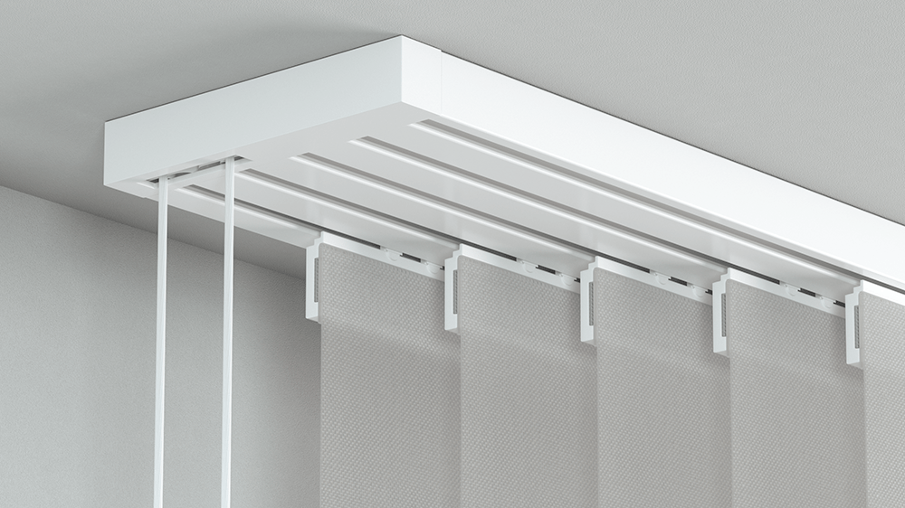 Flächenvorhangschiene mit Schnurzug 5-läufig nach Maß – in Weiß