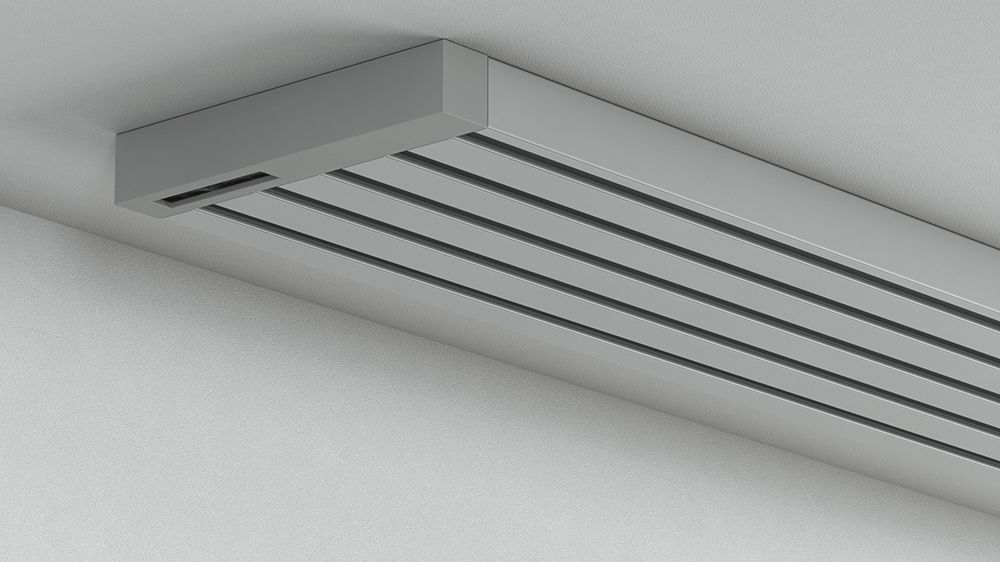 Flächenvorhangschiene mit Schleuderzug 5-läufig – in Aluminium