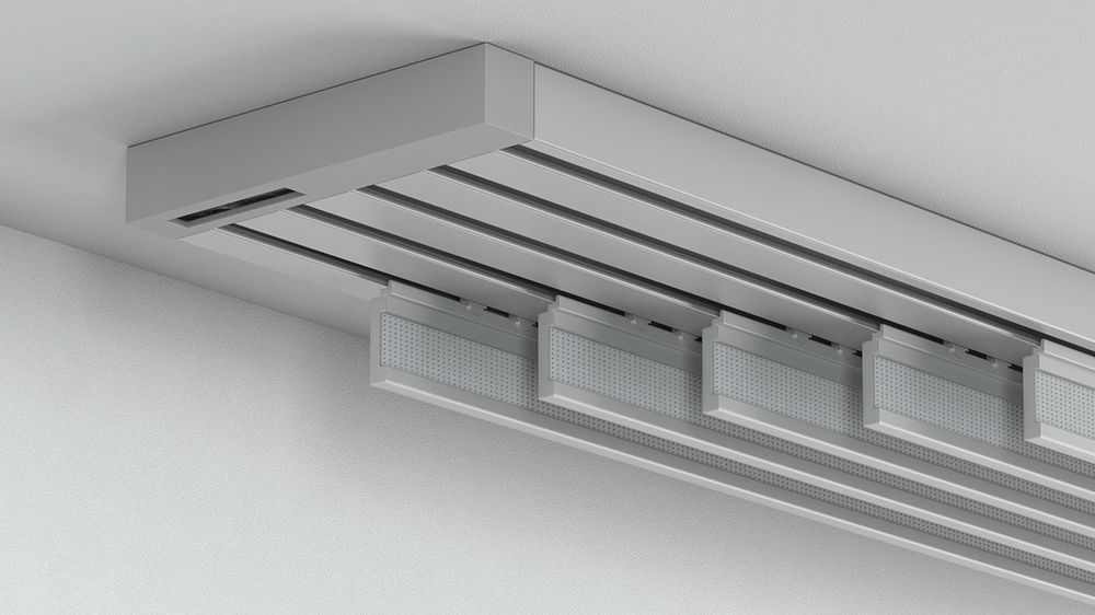 Flächenvorhangschiene mit Schleuderzug 5-läufig – in Aluminium
