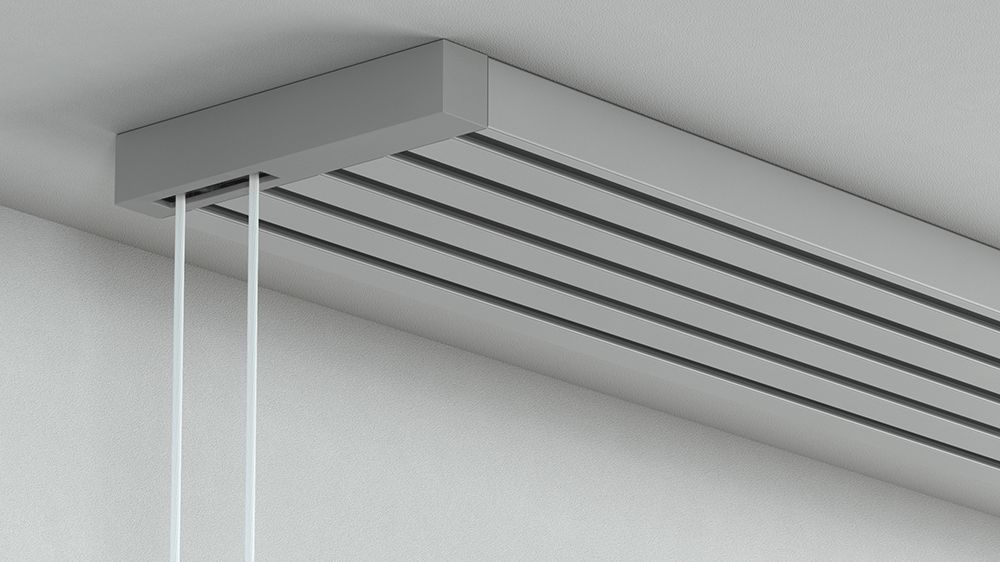 Flächenvorhangschiene mit Schnurzug 5-läufig nach Maß – in Aluminium