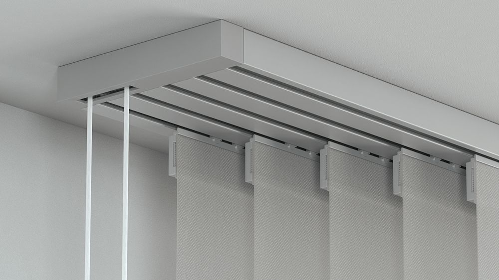 Flächenvorhangschiene mit Schnurzug 5-läufig nach Maß – in Aluminium