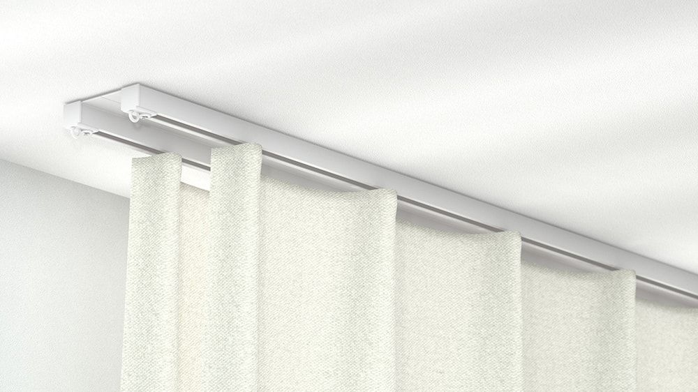 Gardinenschiene zum Aufschrauben an die Decke 2 läufig – in Weiß