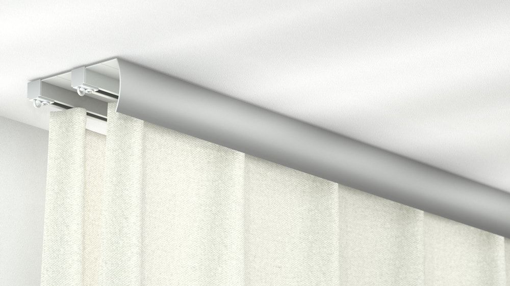 Vorhangschiene mit Blende für die Deckenmontage 2 läufig  – in Aluminium