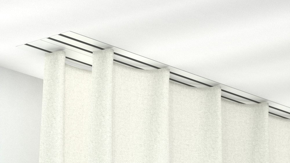 2-läufige Unterputz Vorhangschiene &amp; Gardinenschiene – in Aluminium