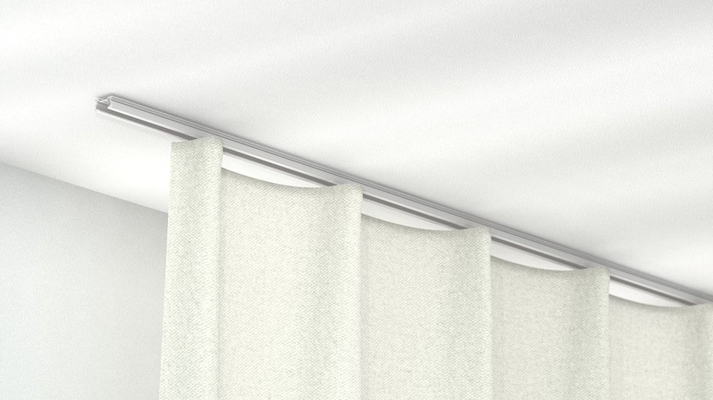 Einläufige Deckenschiene für Gardinen zur Montage auf Holz – in Weiß