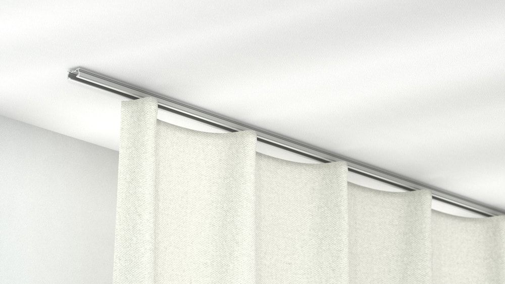Einläufige Deckenschiene für Gardinen zur Montage auf Holz – in Aluminium