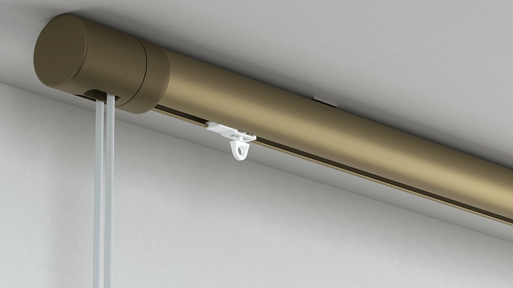Runde Seilzug Gardinenstange 1-läufig Modell 845 – in Grau