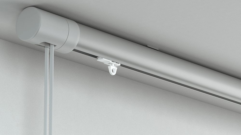 Runde Seilzug Gardinenstange 1-läufig Modell 845 – in Aluminium