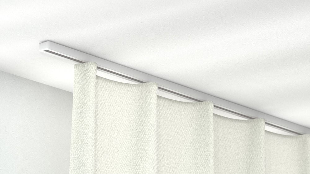 Moderne Vorhangschiene 1-läufig Modell 850 in weiß oder Alu – in Weiß
