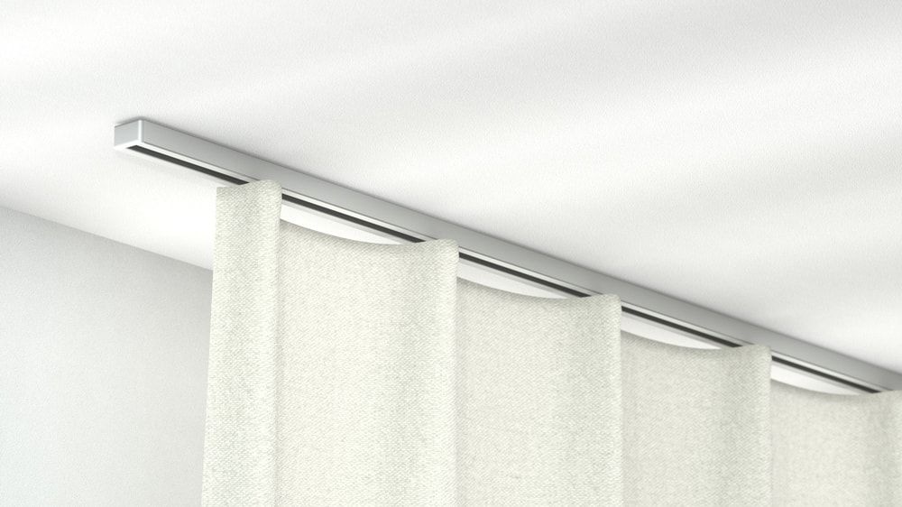 Moderne Vorhangschiene 1-läufig Modell 850 in weiß oder Alu – in Aluminium