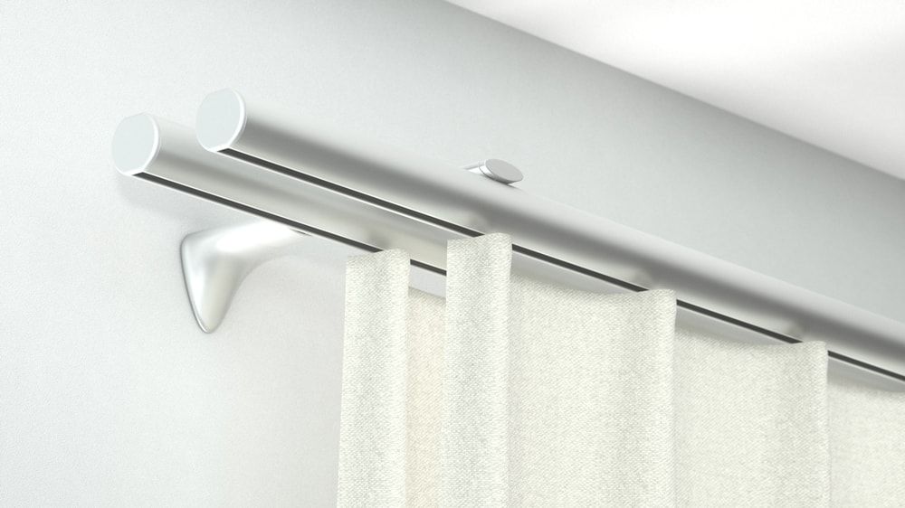 Modell 865: 2-läufige Rundrohrschiene zur Wandmontage – in Aluminium