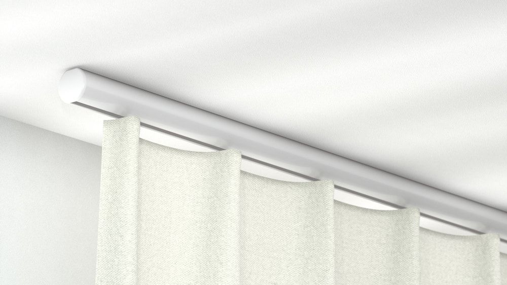 Vorhangschiene rund 1-läufig zur Deckenmontage – in Weiß