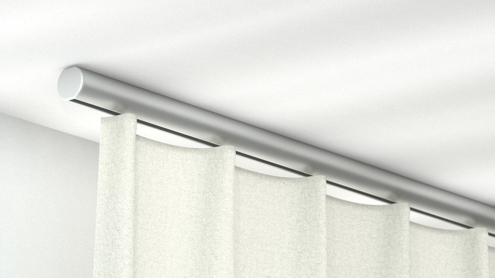 Vorhangschiene rund 1-läufig zur Deckenmontage – in Aluminium