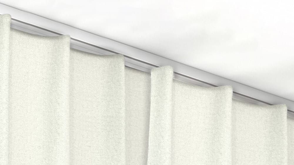 Flache einläufige Gardinenschiene für Verdunkelungsvorhänge – in Weiß