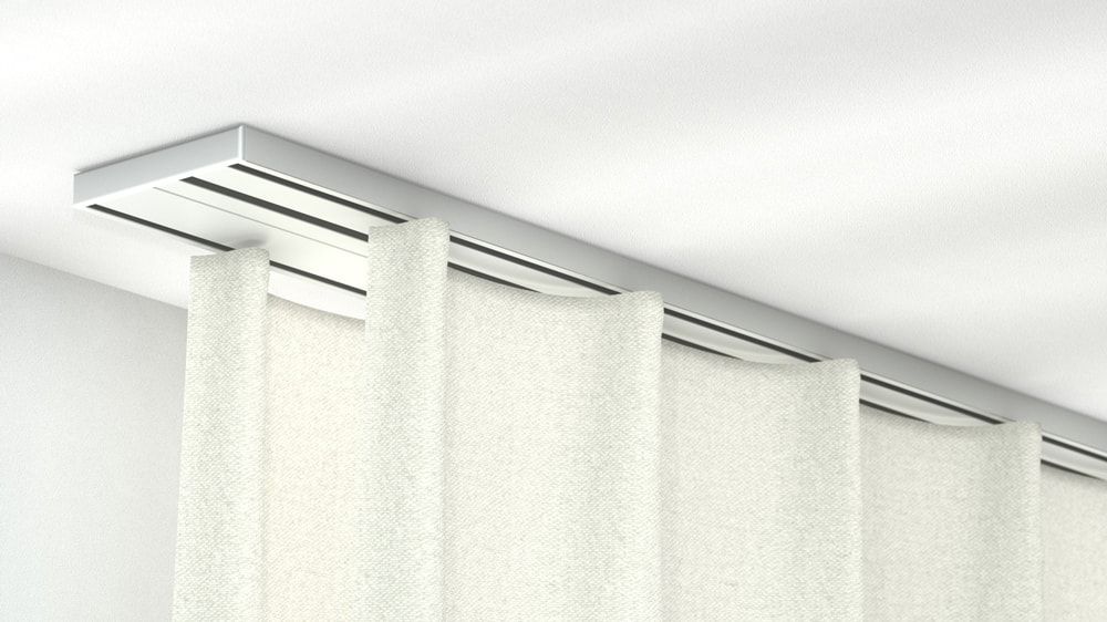 Alugard Modell 881 – flache zweiläufige Deckenschiene – in Aluminium