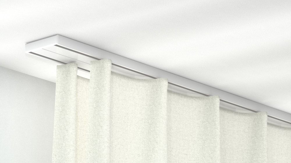 2 läufige Gardinenschiene Modell 883 – für schwere Vorhänge – in Weiß