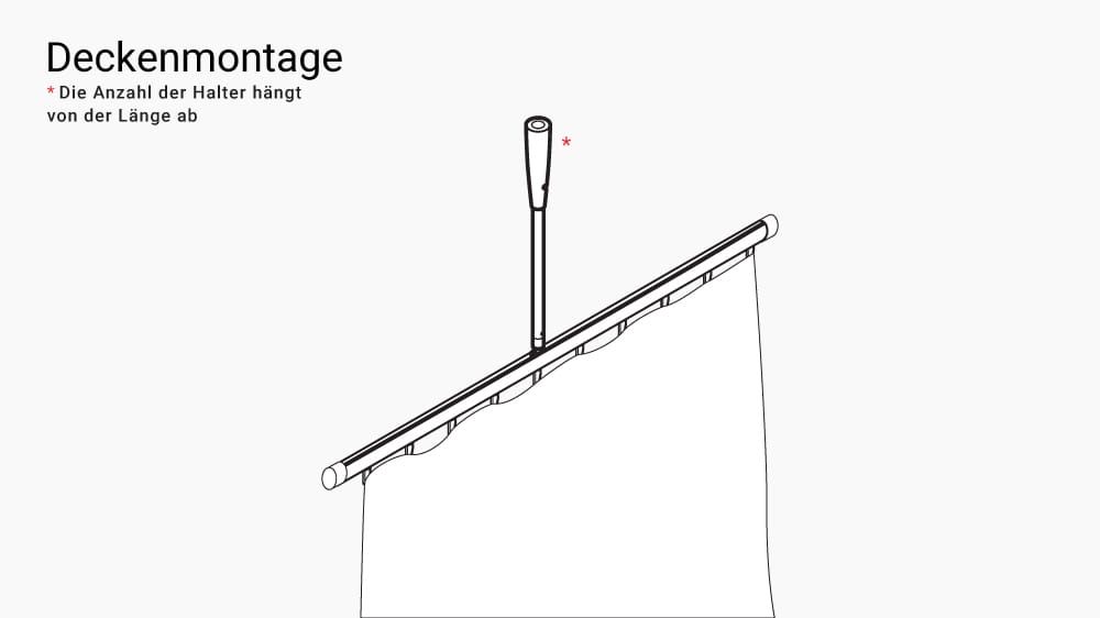 Gerades Duschstangen System rund mit Innenlauf nach Maß