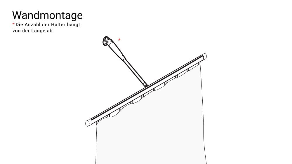 Gerades Duschstangen System rund mit Innenlauf nach Maß