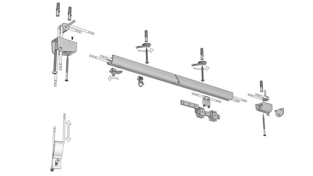 1-läufige Schnurzugschiene Gardine halbrund Modell 510