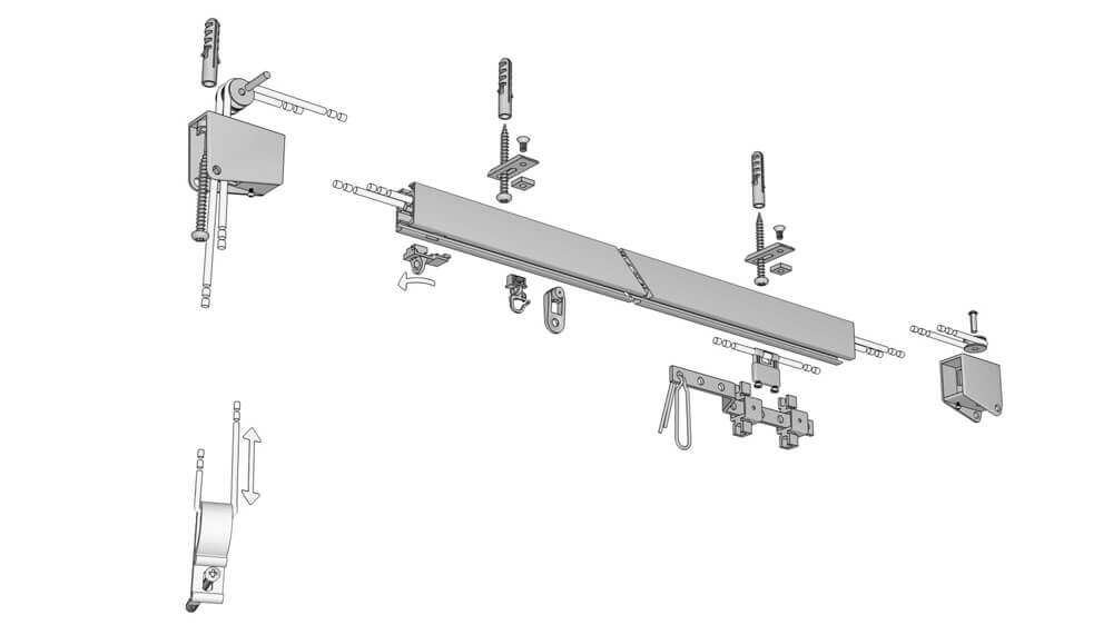 Seilzug Schiene zur Deckenmontage 1-läufig