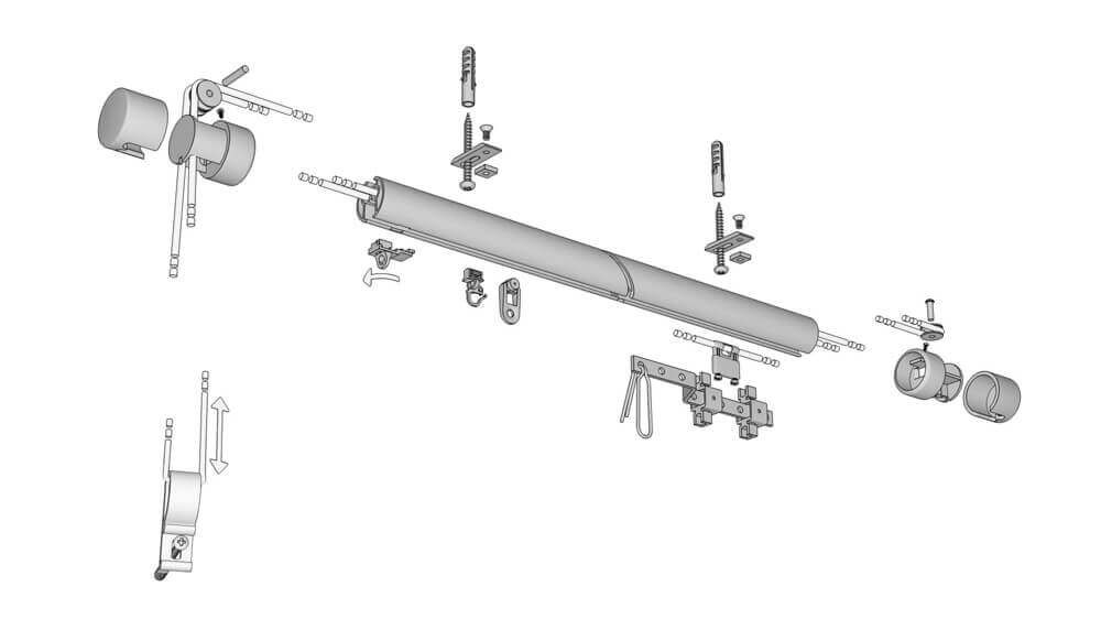 Runde Seilzug Gardinenstange 1-läufig Modell 845