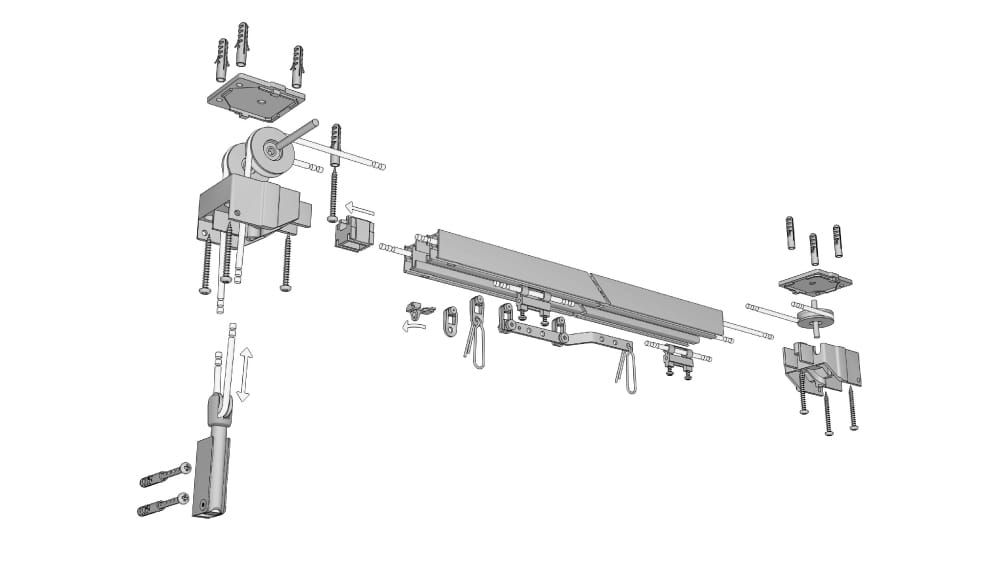 Seilzugschiene Modell 886 zur Deckenmontage