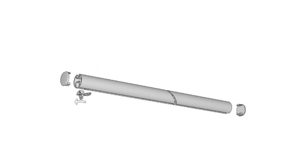 Raumteiler Vorhang Befestigung 1-läufig, rund nach Maß – Montageanleitung