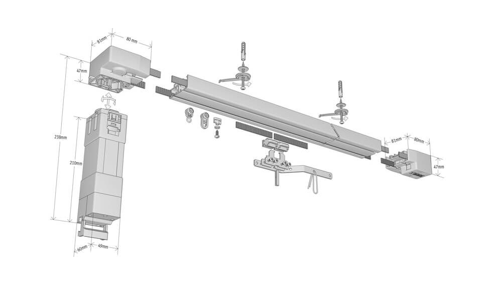 Eletrische Vorhangschiene 2-läufig nach Maß – Montageanleitung